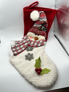 Festive Snowman Christmas Stocking - Red, White, Green - DanDee collection